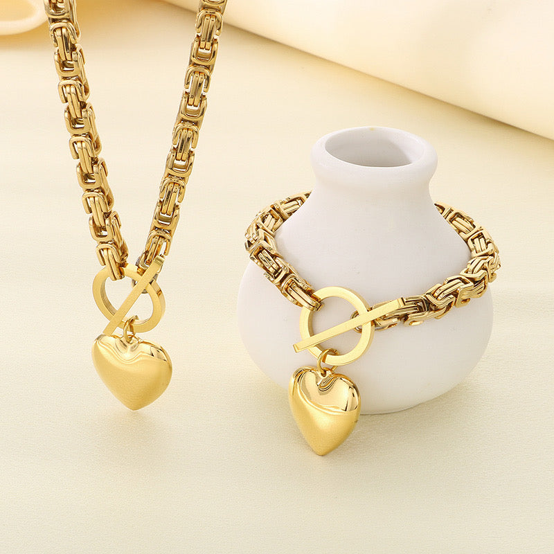 Set Collar y Pulsera corazón