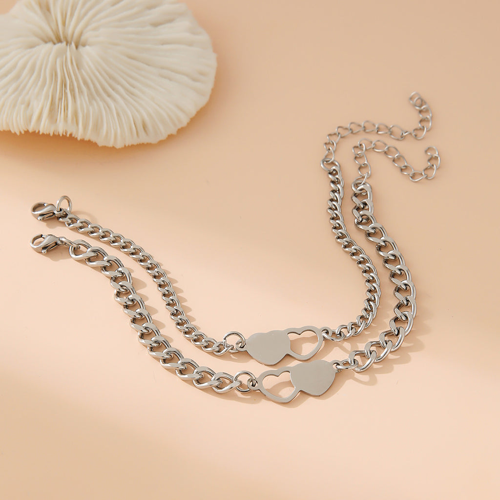 Pulseras corazón doble
