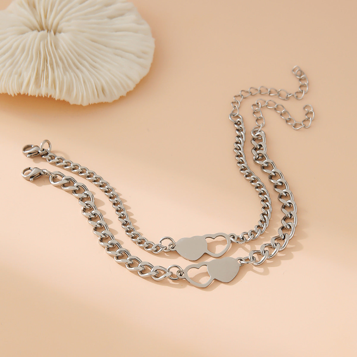 Pulseras corazón doble