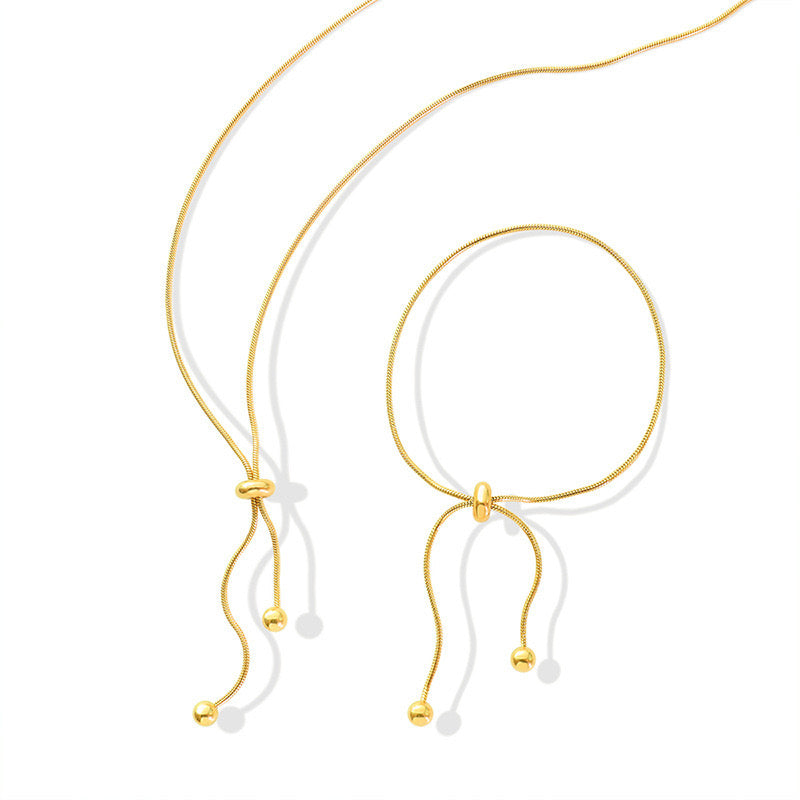 Set Collar y Pulsera Ajustable Oro
