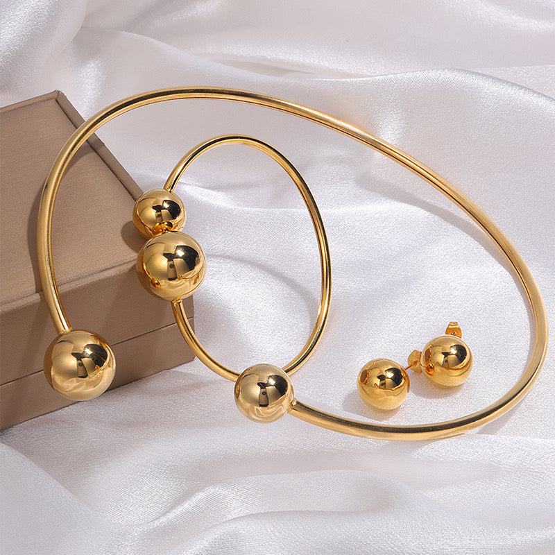 Set Gargantilla de bola, pulsera y aretes