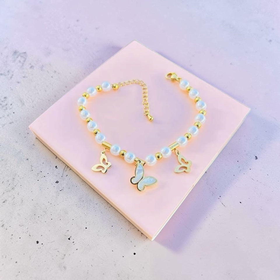Pulsera de Perla y Mariposas