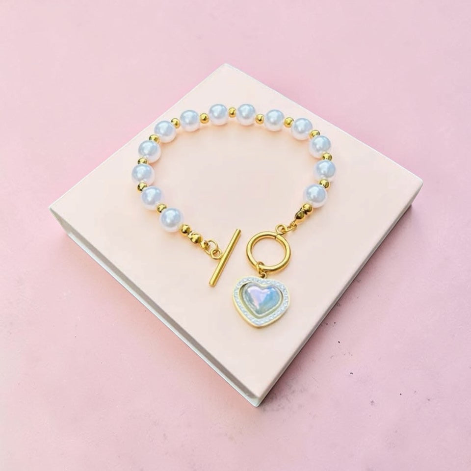 Pulsera de perla con Corazón